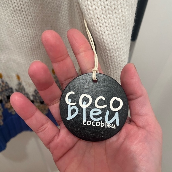 NWT Mens Pullover Sweater S XL Aztec Blue and White Mock Neck - Picture 5 of 10